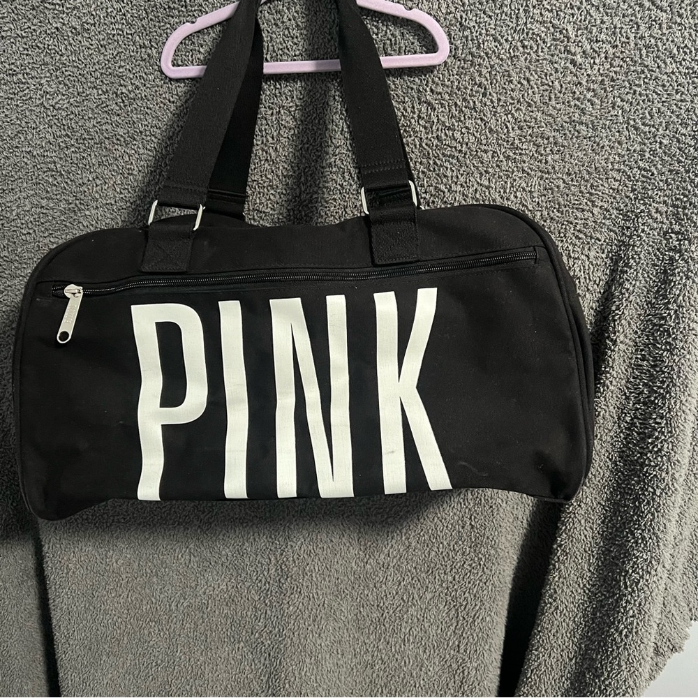 Pink duffel bag